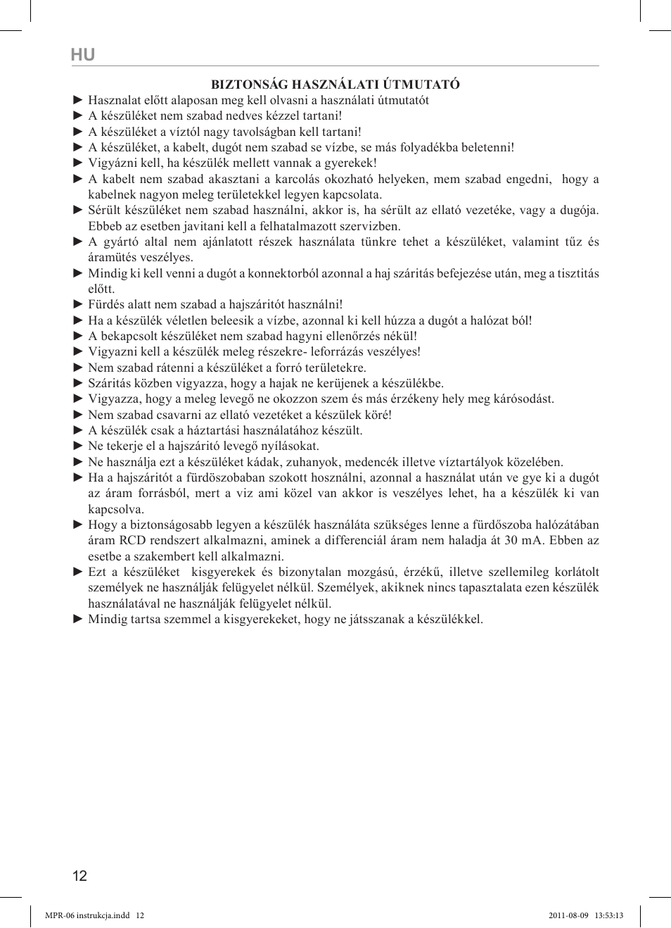 MPM MPR-06 User Manual | Page 12 / 24