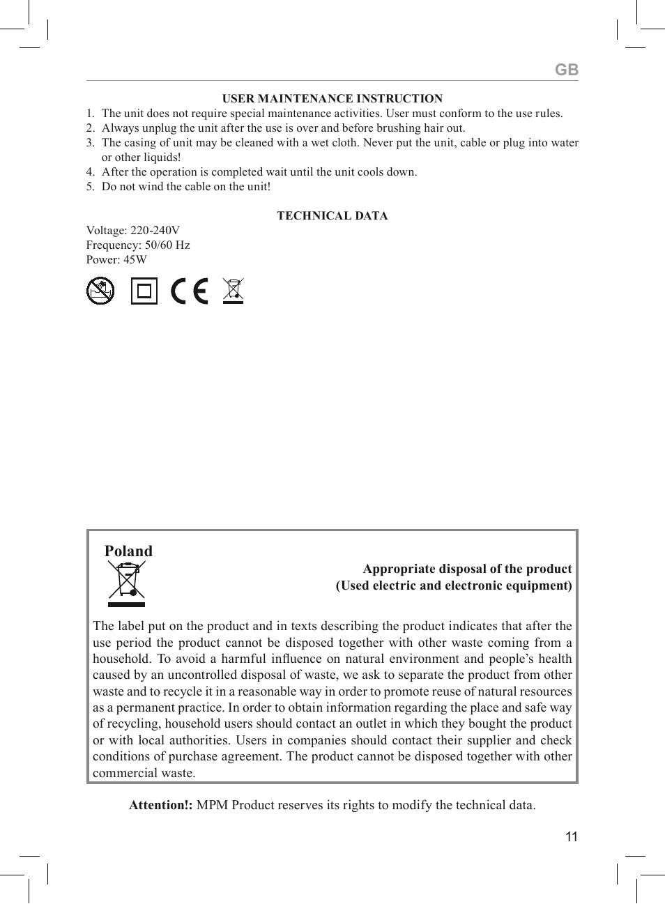 Poland | MPM MPR-03 User Manual | Page 11 / 24