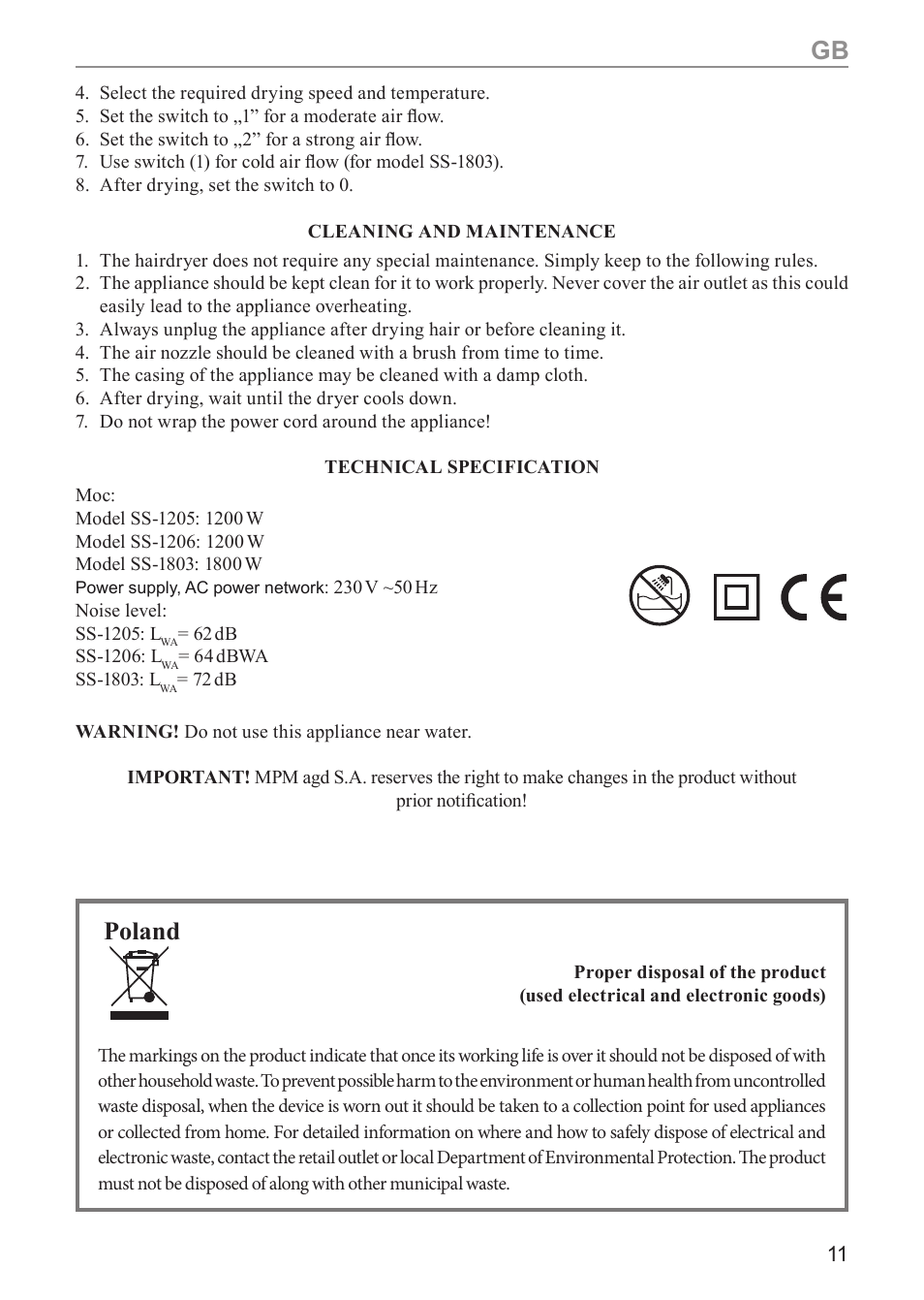 Poland | MPM ss-1803 User Manual | Page 11 / 24