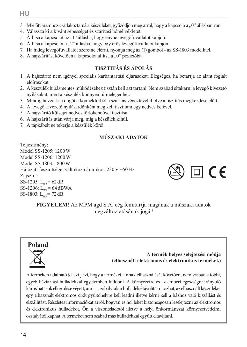 Poland | MPM ss-1803 User Manual | Page 14 / 24