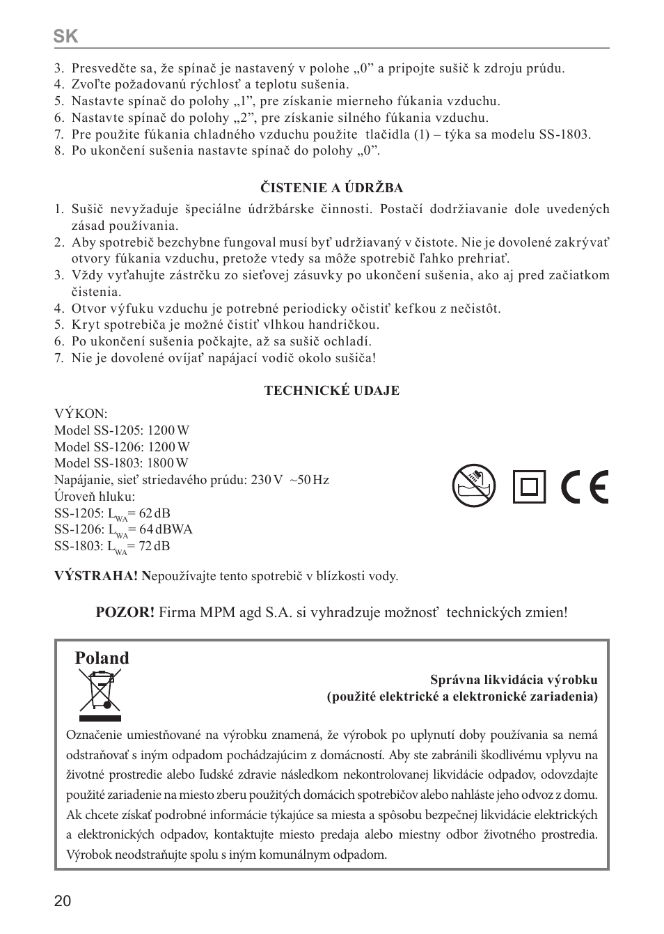 Poland | MPM ss-1803 User Manual | Page 20 / 24