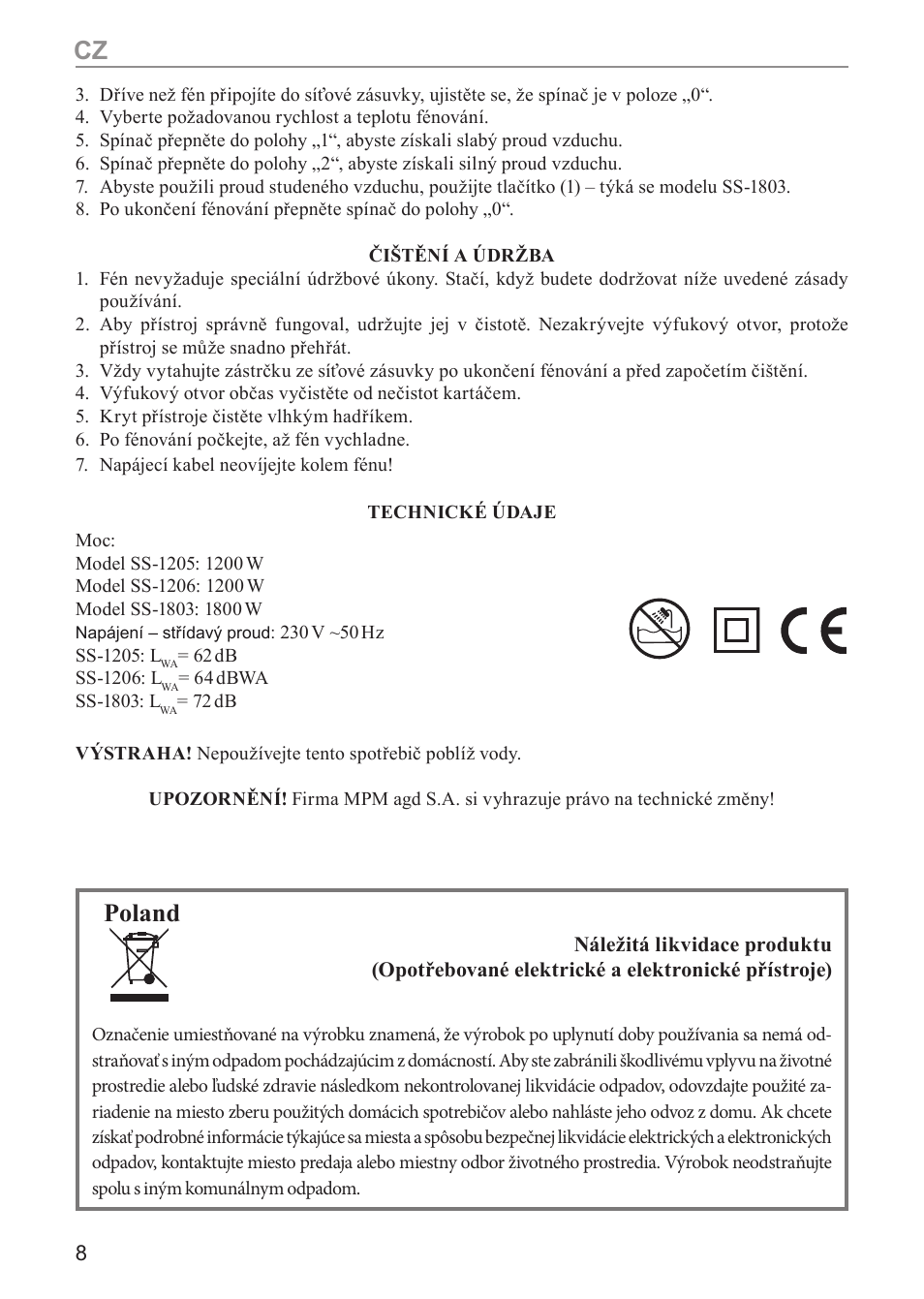 Poland | MPM ss-1803 User Manual | Page 8 / 24