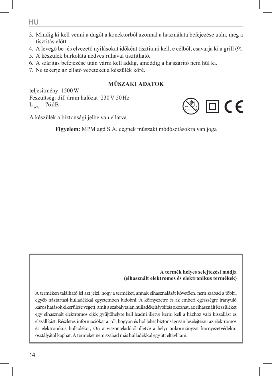 MPM MSW-06 User Manual | Page 14 / 24