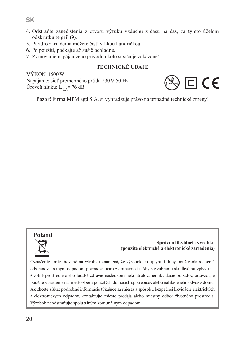 Poland | MPM MSW-06 User Manual | Page 20 / 24
