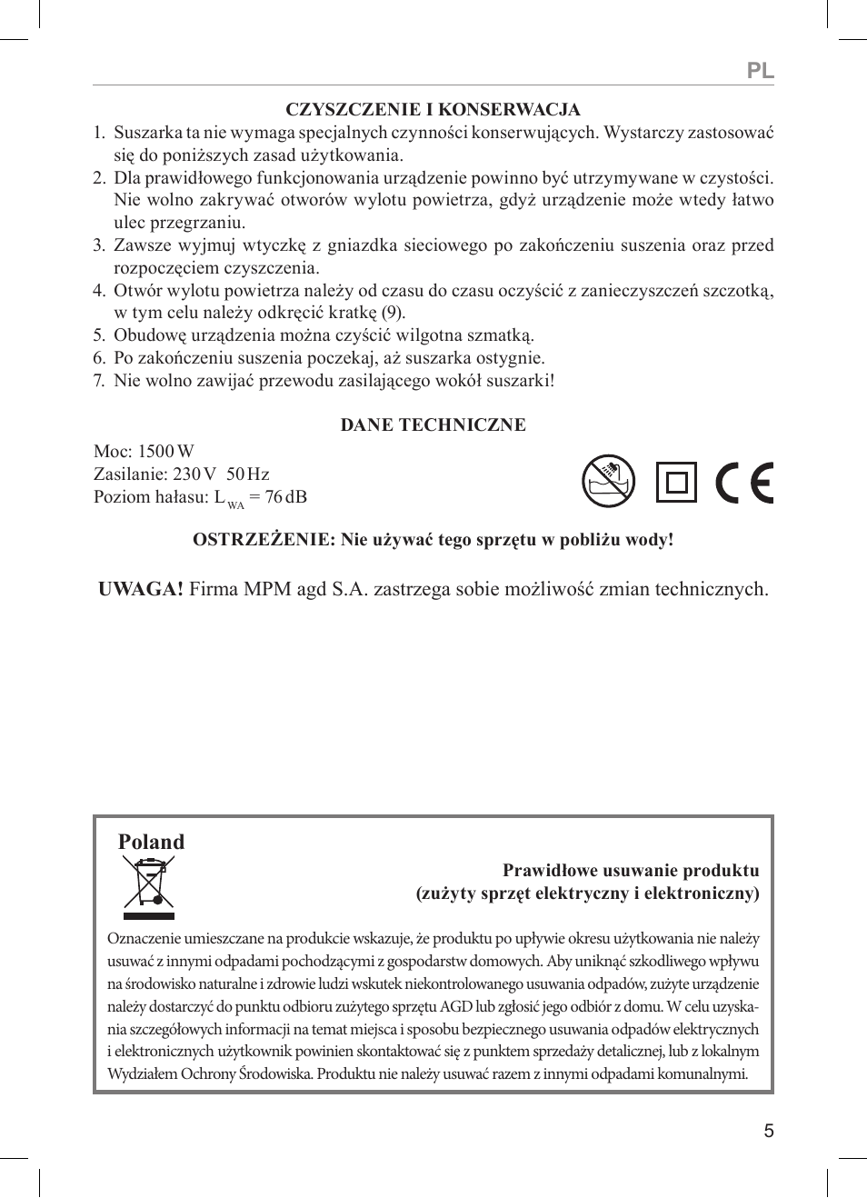Poland | MPM MSW-06 User Manual | Page 5 / 24