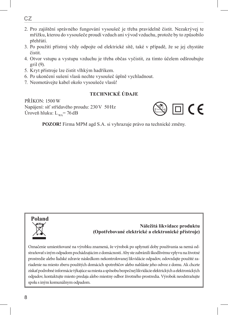 Poland | MPM MSW-06 User Manual | Page 8 / 24