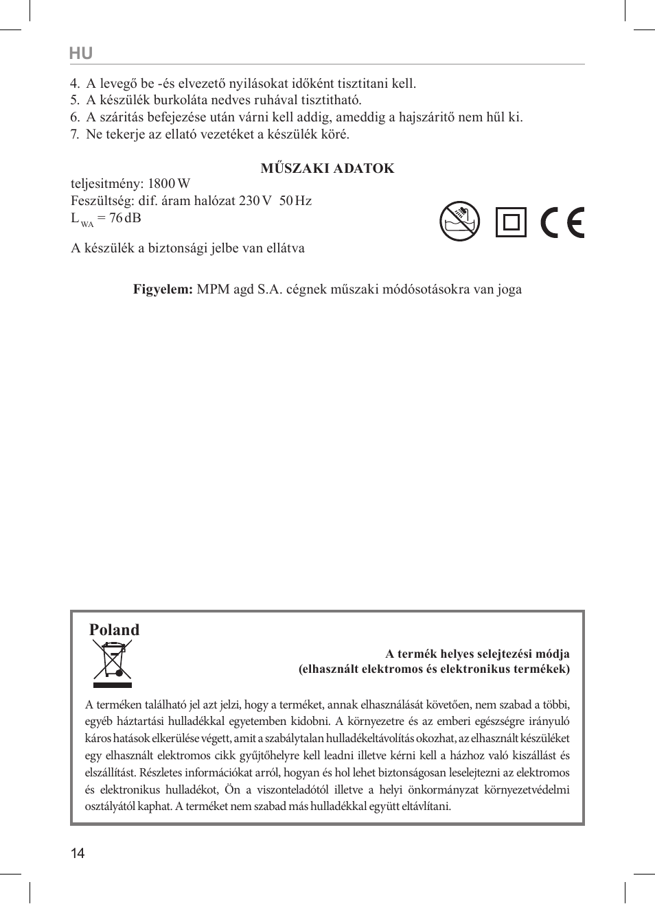 Poland | MPM MSW-05 User Manual | Page 14 / 24