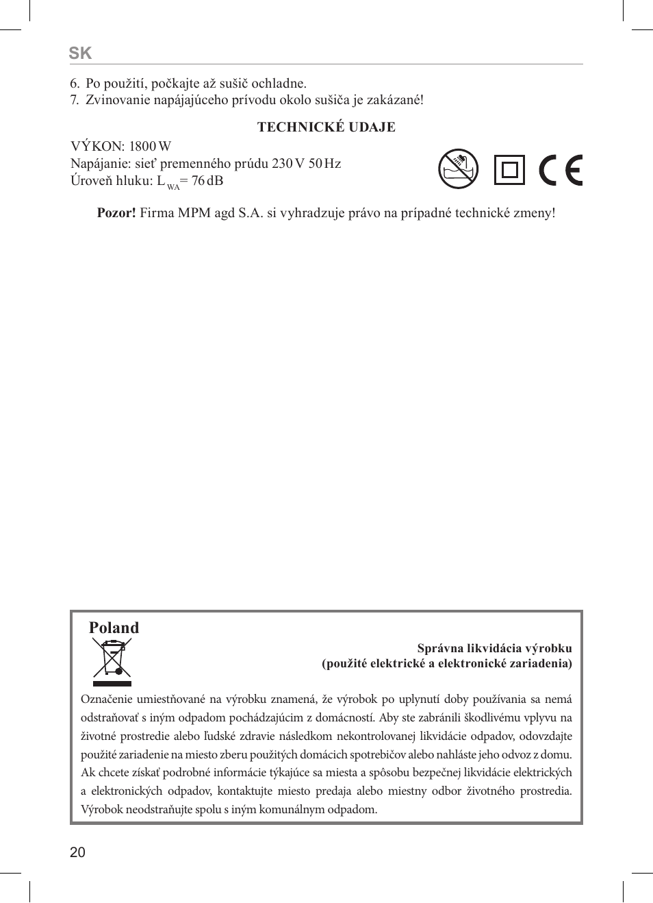 Poland | MPM MSW-05 User Manual | Page 20 / 24