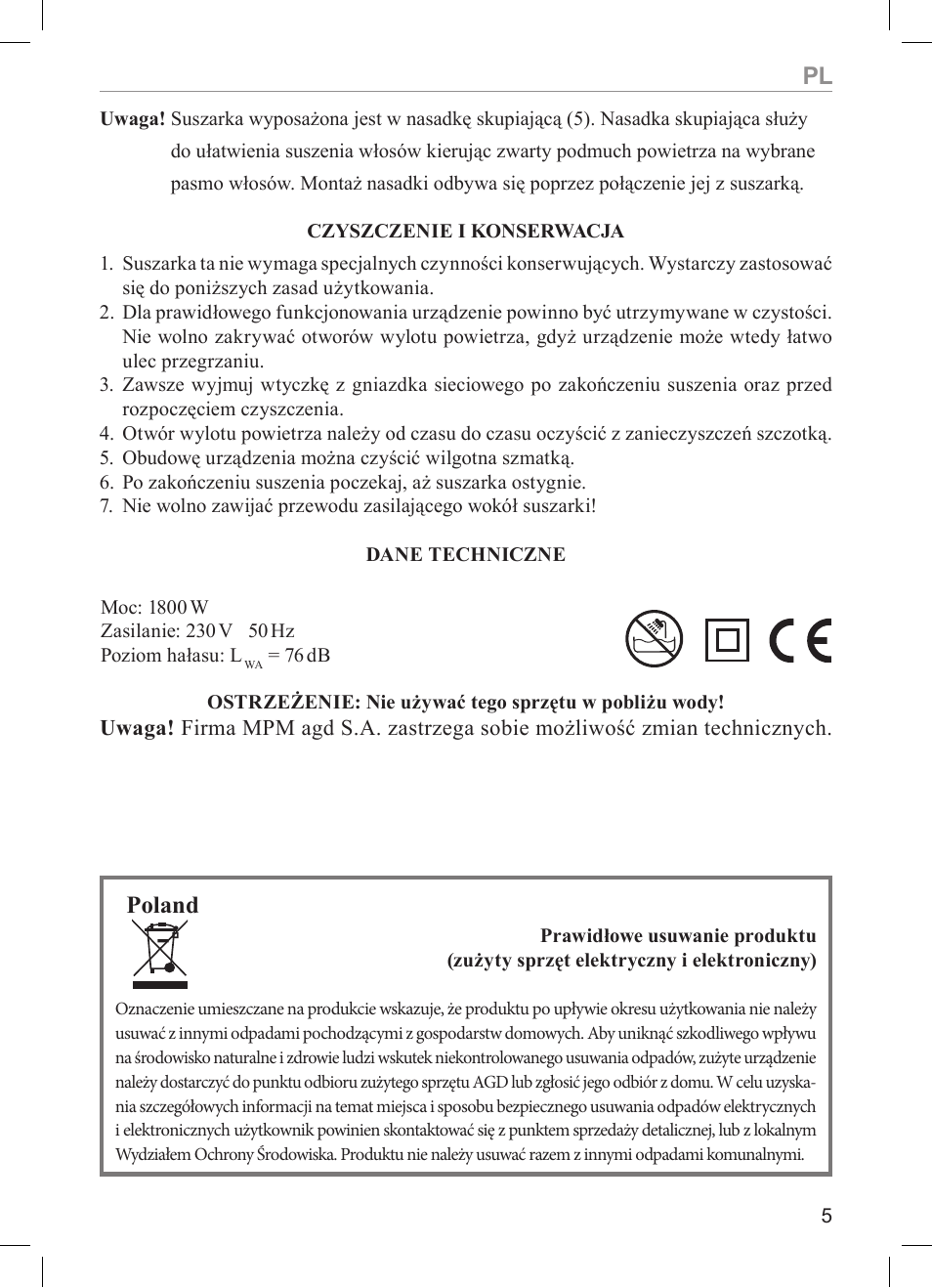Poland | MPM MSW-05 User Manual | Page 5 / 24