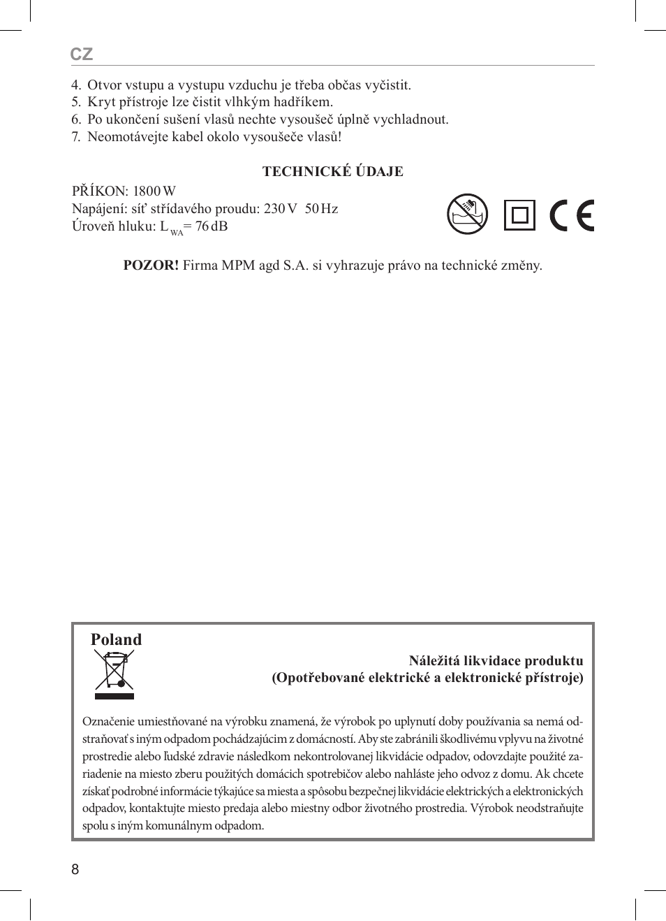 Poland | MPM MSW-05 User Manual | Page 8 / 24