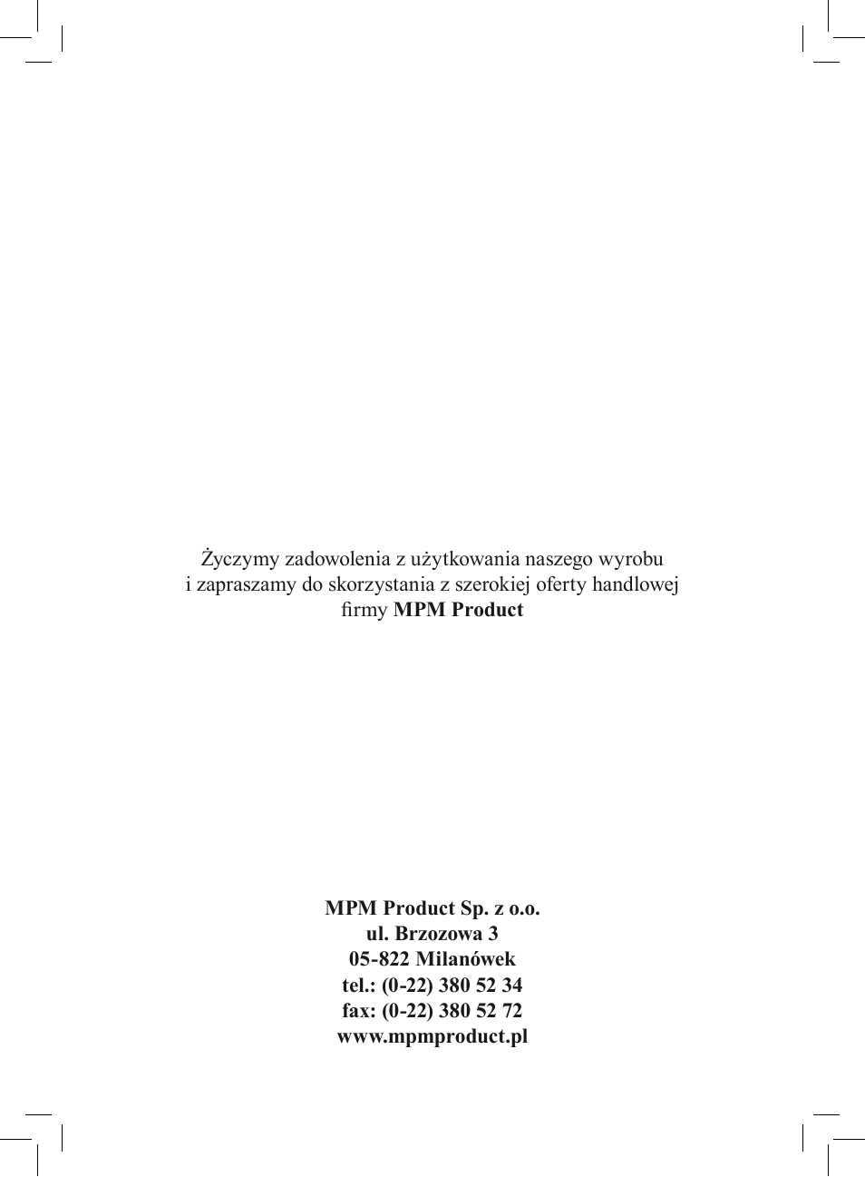 MPM MLO-03 User Manual | Page 24 / 24