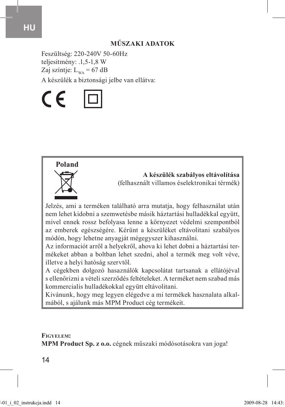 MPM MMU-02 User Manual | Page 14 / 24