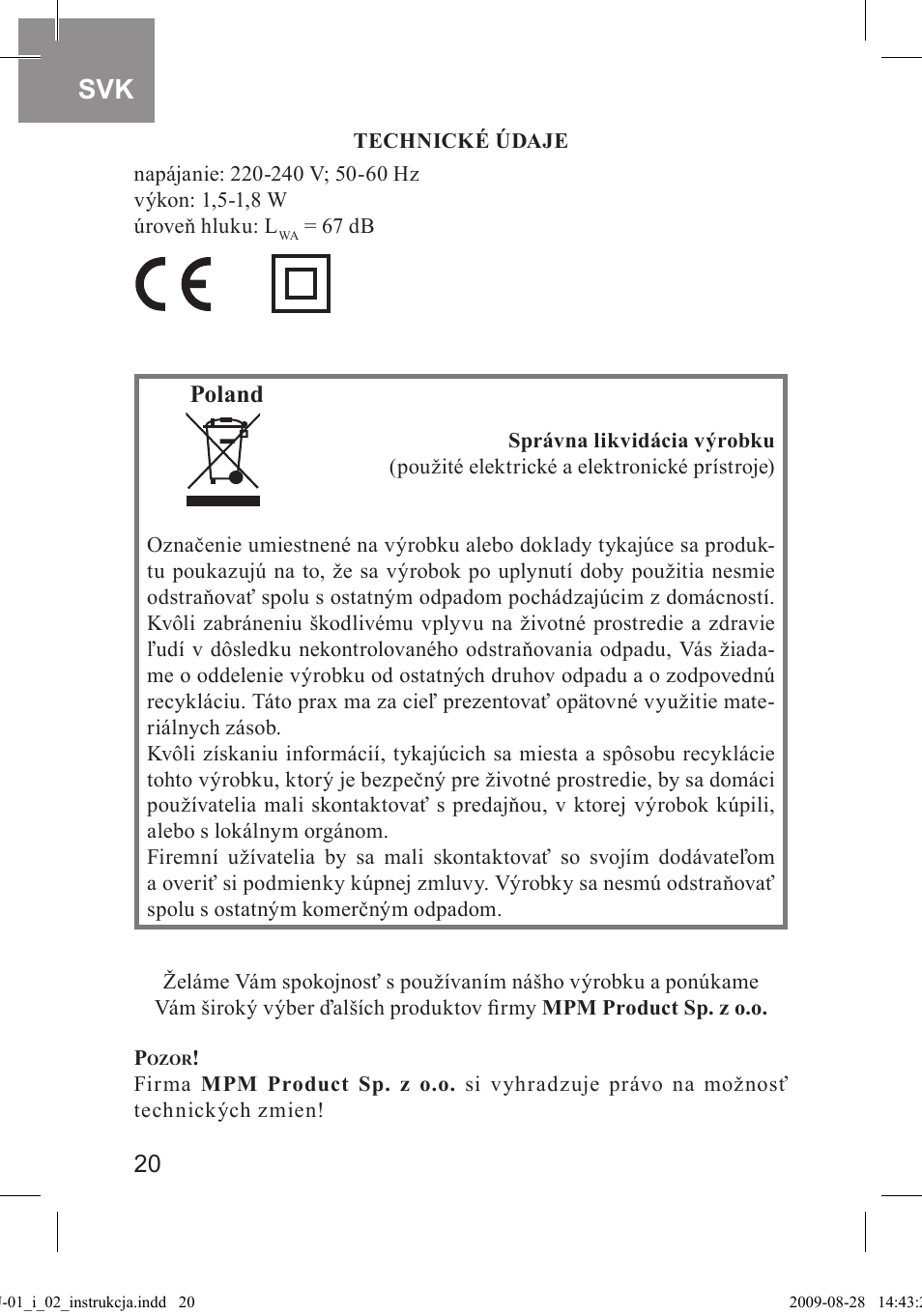 MPM MMU-02 User Manual | Page 20 / 24