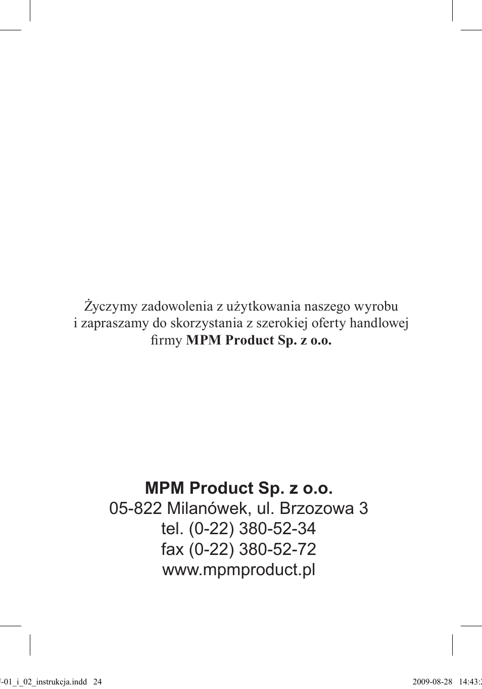 MPM MMU-02 User Manual | Page 24 / 24