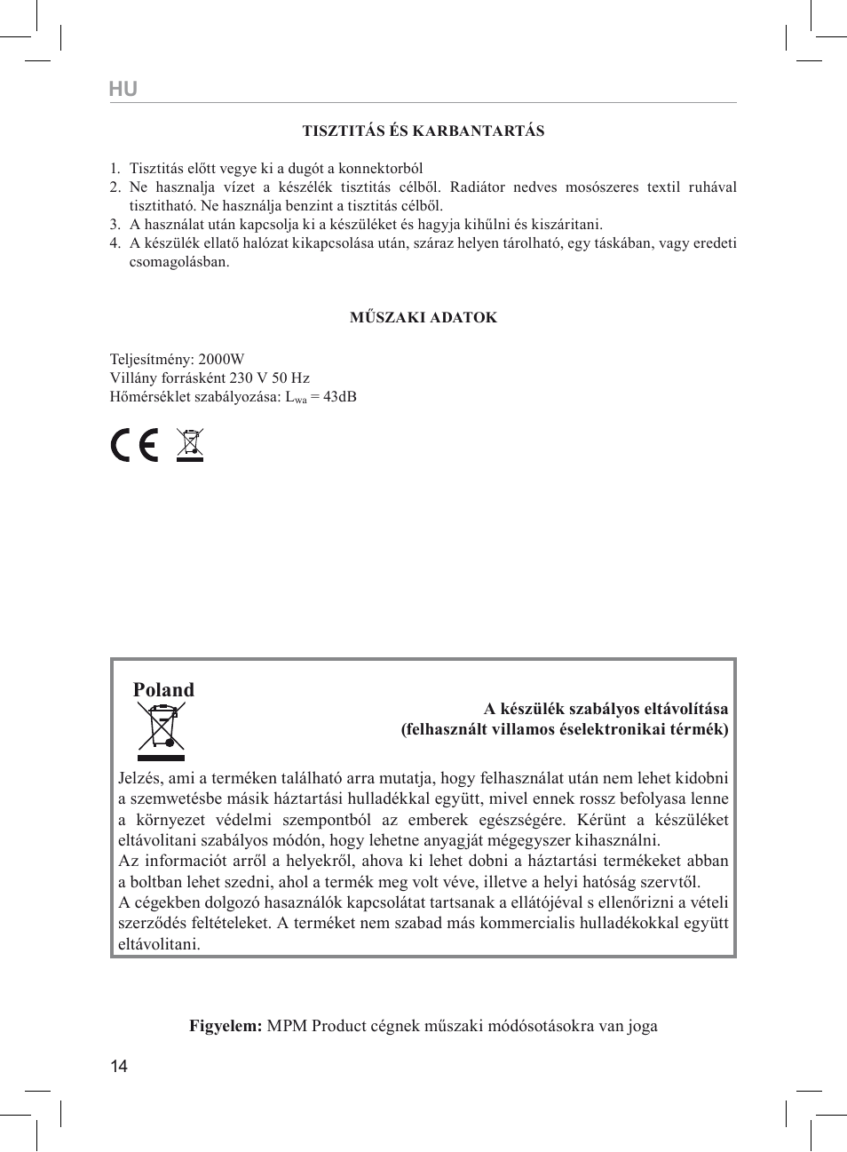 Poland | MPM MUG-03 User Manual | Page 14 / 24