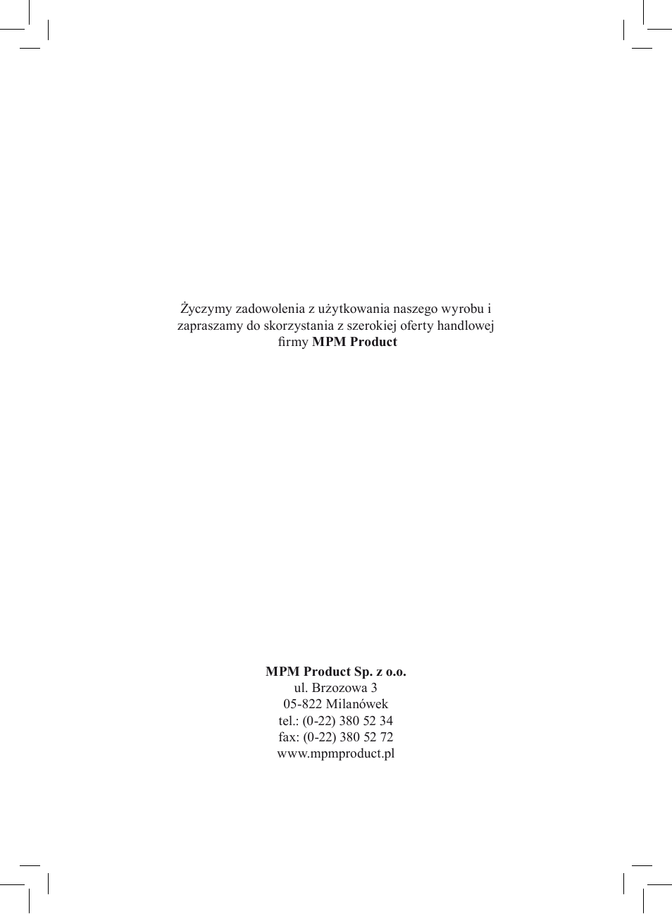MPM MOD-05 User Manual | Page 48 / 48