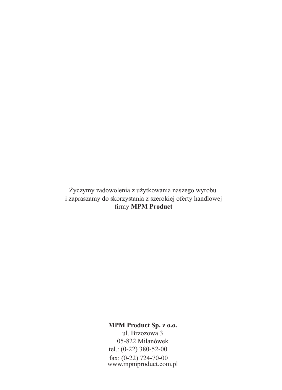 MPM MOD-03 User Manual | Page 54 / 54