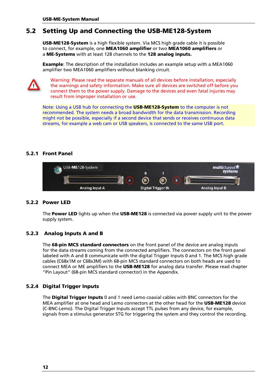 2 setting up and connecting the usb-me128-system | Multichannel Systems USB-ME64-128-256-Systems Manual User Manual | Page 16 / 36