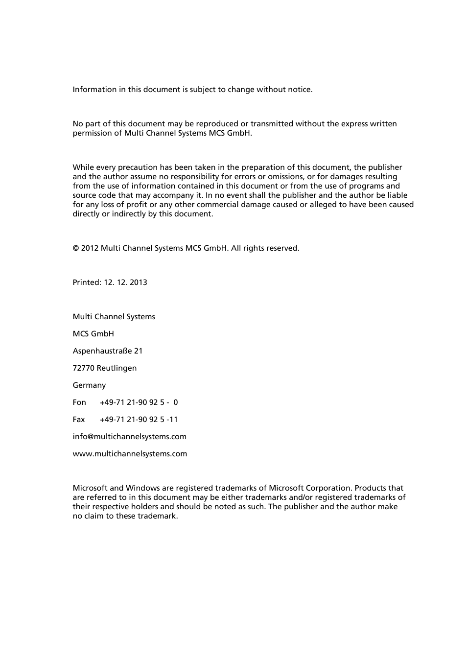 Multichannel Systems USB-ME64-128-256-Systems Manual User Manual | Page 2 / 36