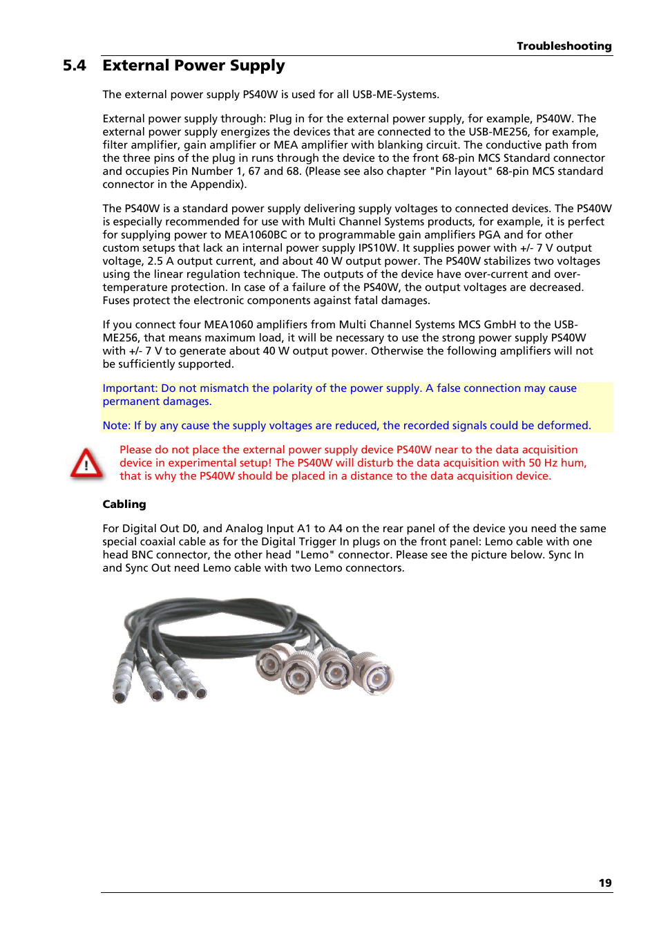 4 external power supply | Multichannel Systems USB-ME64-128-256-Systems Manual User Manual | Page 23 / 36