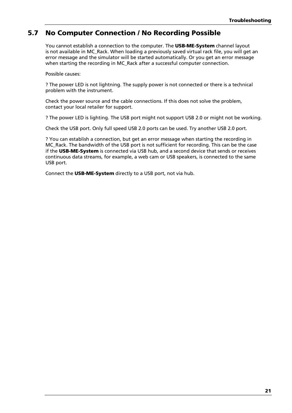 7 no computer connection / no recording possible | Multichannel Systems USB-ME64-128-256-Systems Manual User Manual | Page 25 / 36