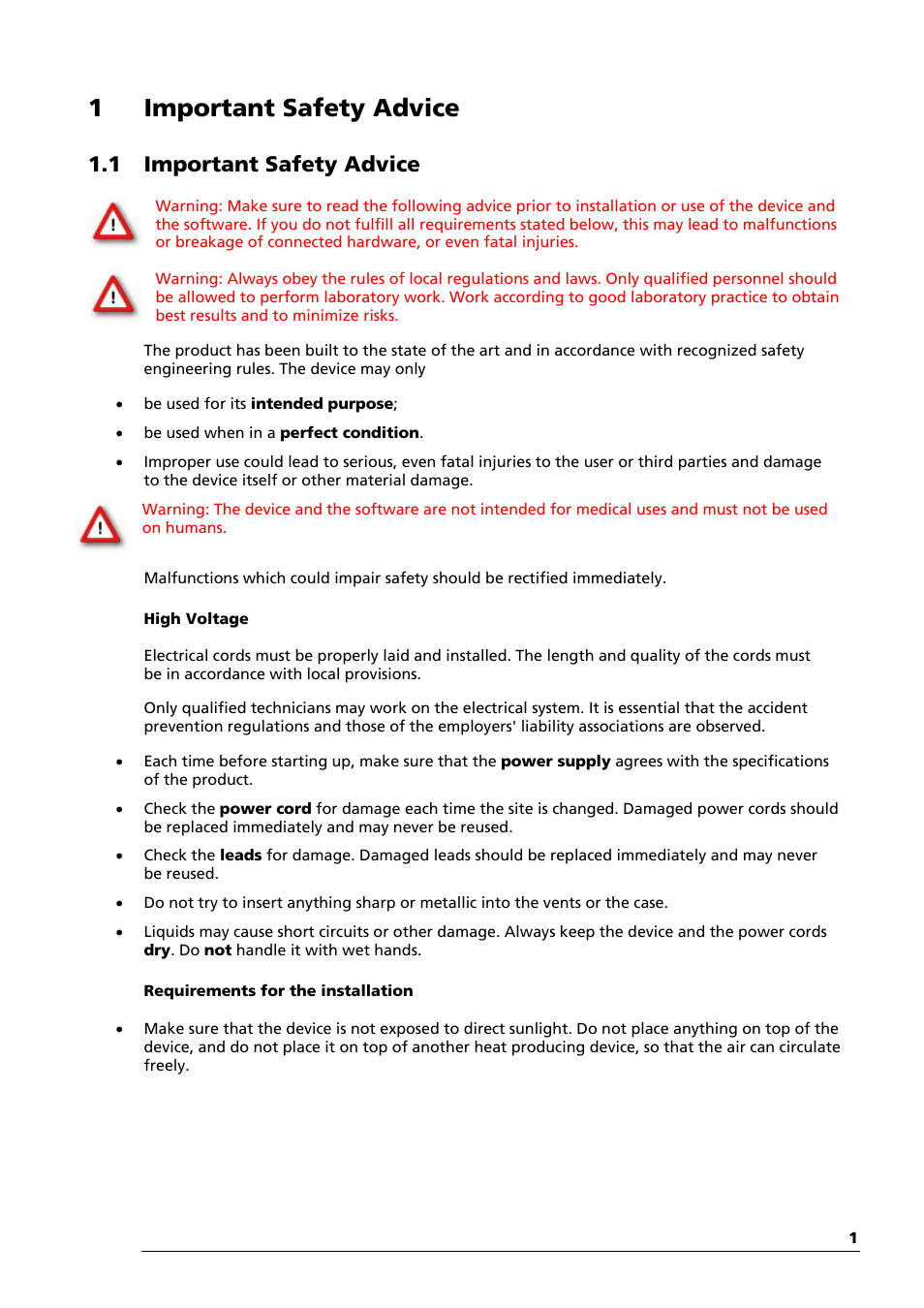 1important safety advice, 1 important safety advice | Multichannel Systems USB-ME64-128-256-Systems Manual User Manual | Page 5 / 36