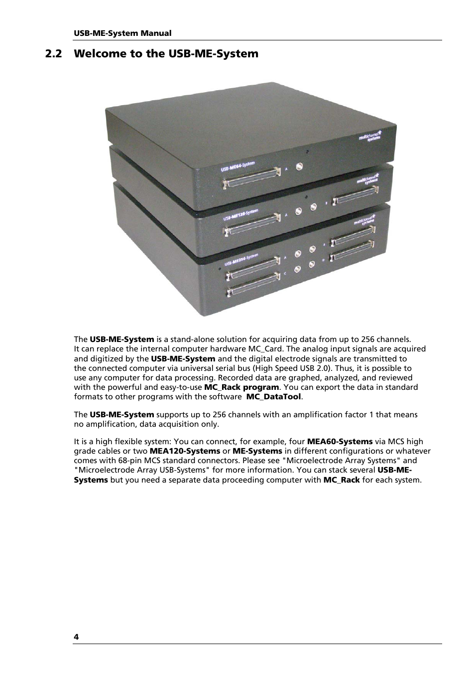 2 welcome to the usb-me-system | Multichannel Systems USB-ME64-128-256-Systems Manual User Manual | Page 8 / 36