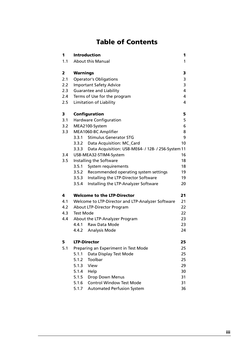 Multichannel Systems LTP-Director Manual User Manual | Page 3 / 89
