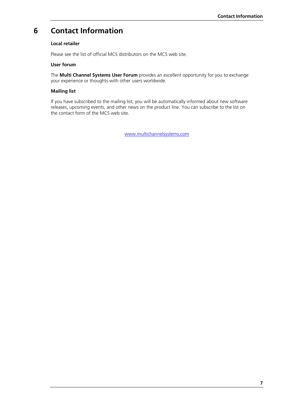 6contact information | Multichannel Systems MPA2I Manual User Manual | Page 11 / 12