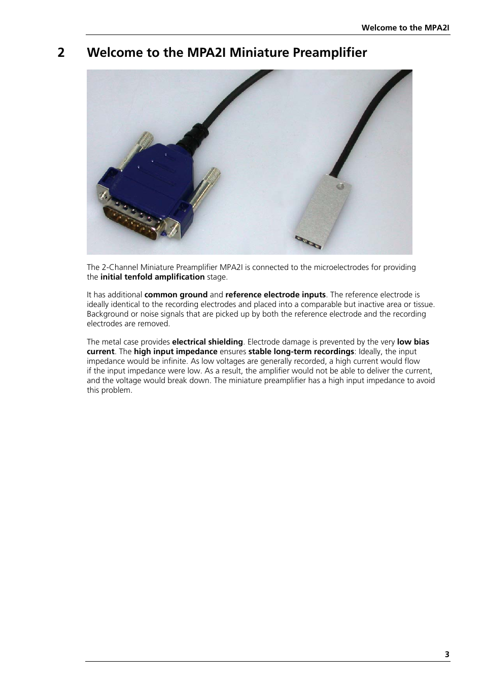 2welcome to the mpa2i miniature preamplifier | Multichannel Systems MPA2I Manual User Manual | Page 7 / 12