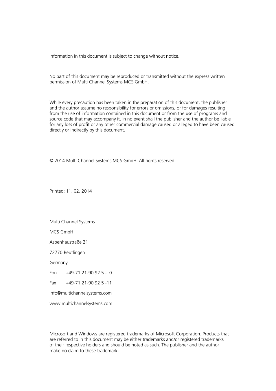 Multichannel Systems MPA32I Manual User Manual | Page 3 / 39