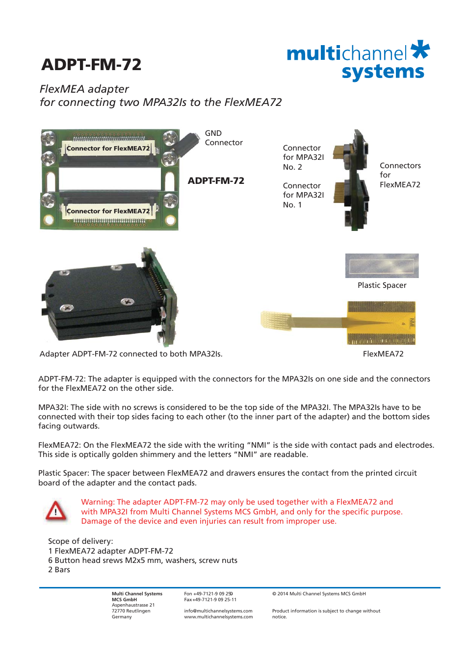 Adpt-fm-72 | Multichannel Systems MPA32I Manual User Manual | Page 32 / 39
