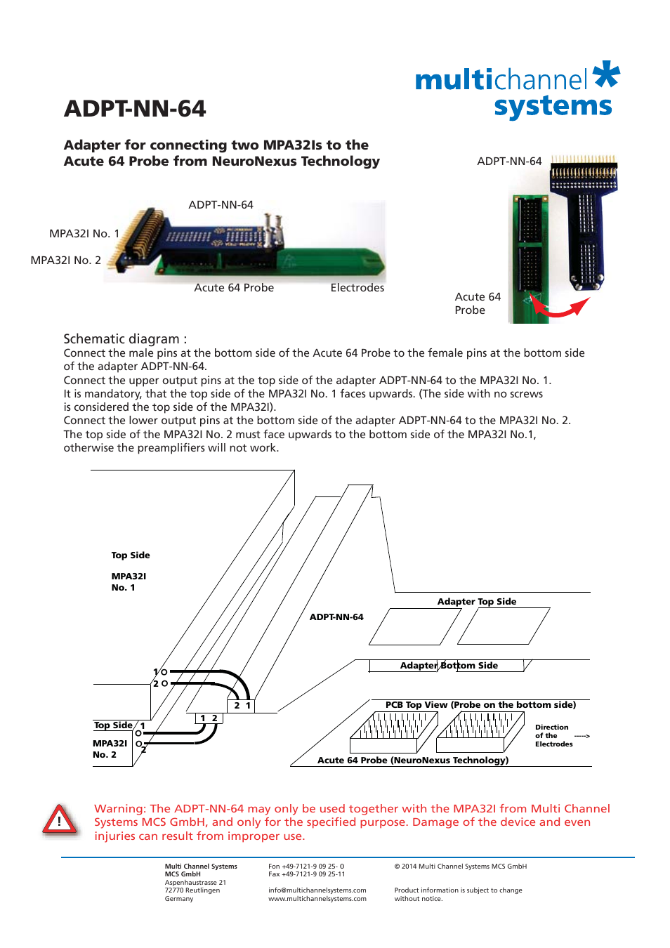 Adpt-nn-64, Schematic diagram | Multichannel Systems MPA32I Manual User Manual | Page 38 / 39