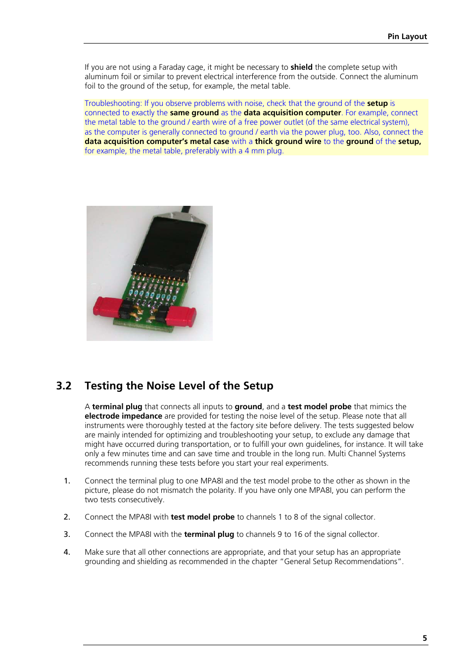2 testing the noise level of the setup | Multichannel Systems MPA8I Manual User Manual | Page 11 / 22