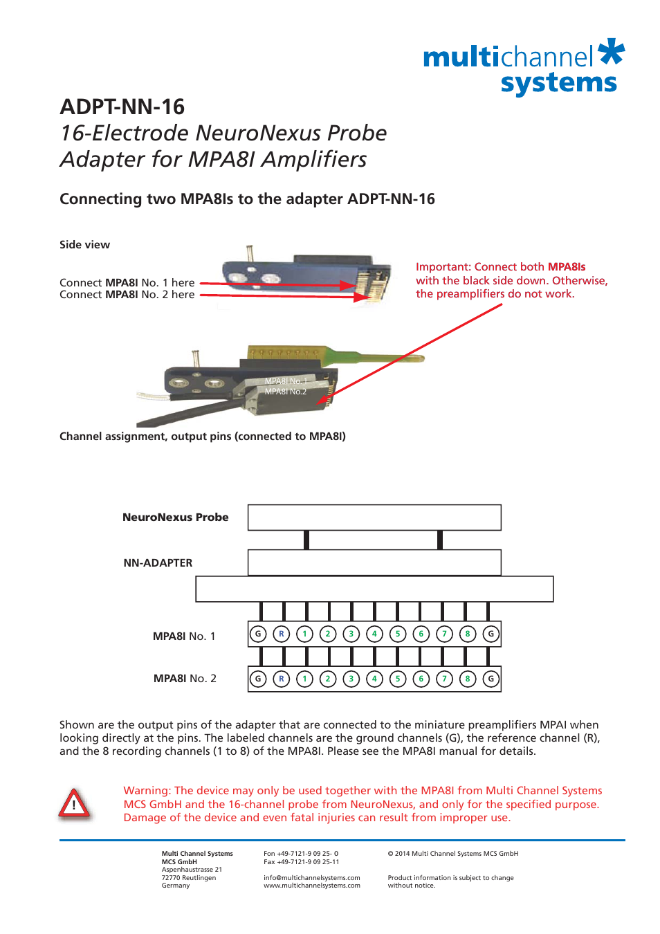 Connecting two mpa8is to the adapter adpt-nn-16 | Multichannel Systems MPA8I Manual User Manual | Page 21 / 22