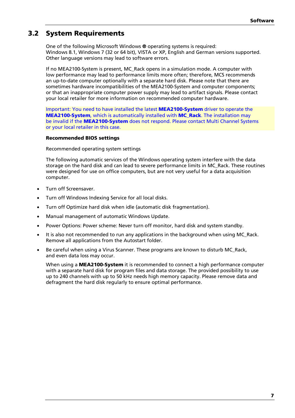 2 system requirements | Multichannel Systems MEA2100-System Manual User Manual | Page 11 / 72
