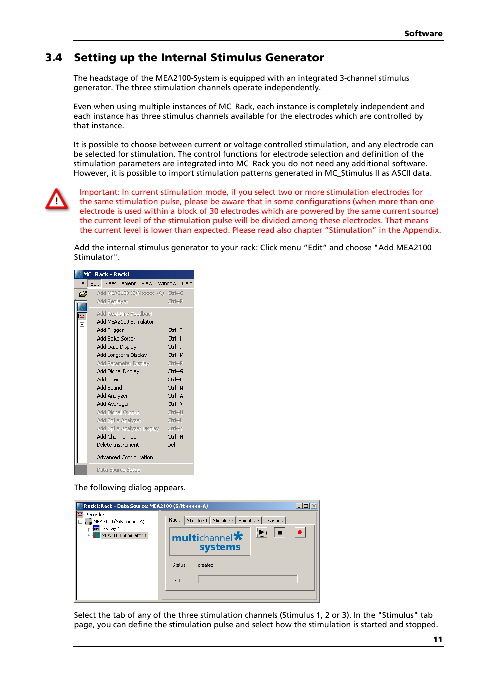 4 setting up the internal stimulus generator | Multichannel Systems MEA2100-System Manual User Manual | Page 15 / 72