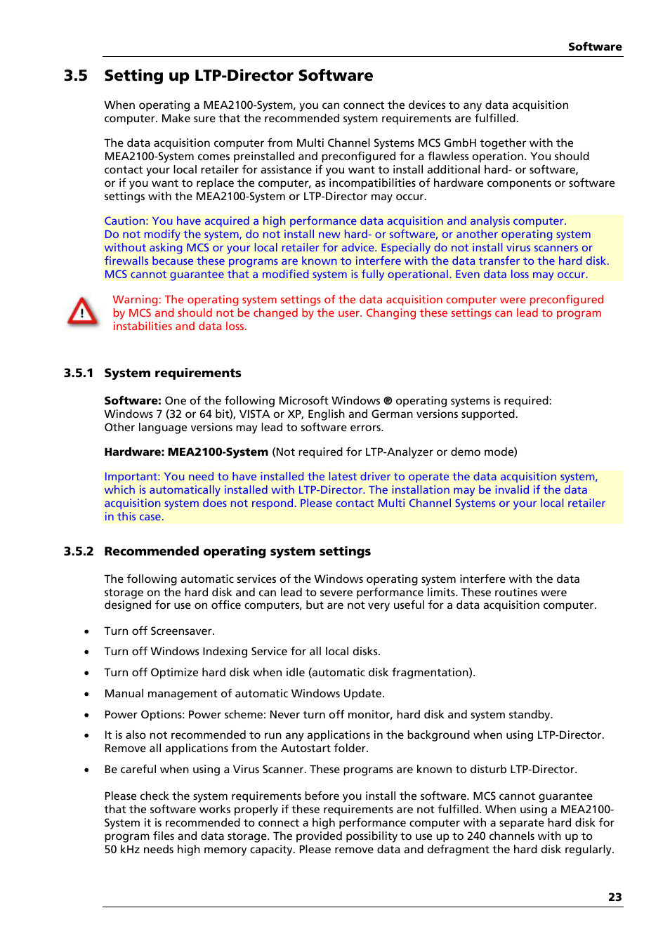 5 setting up ltp-director software | Multichannel Systems MEA2100-System Manual User Manual | Page 27 / 72