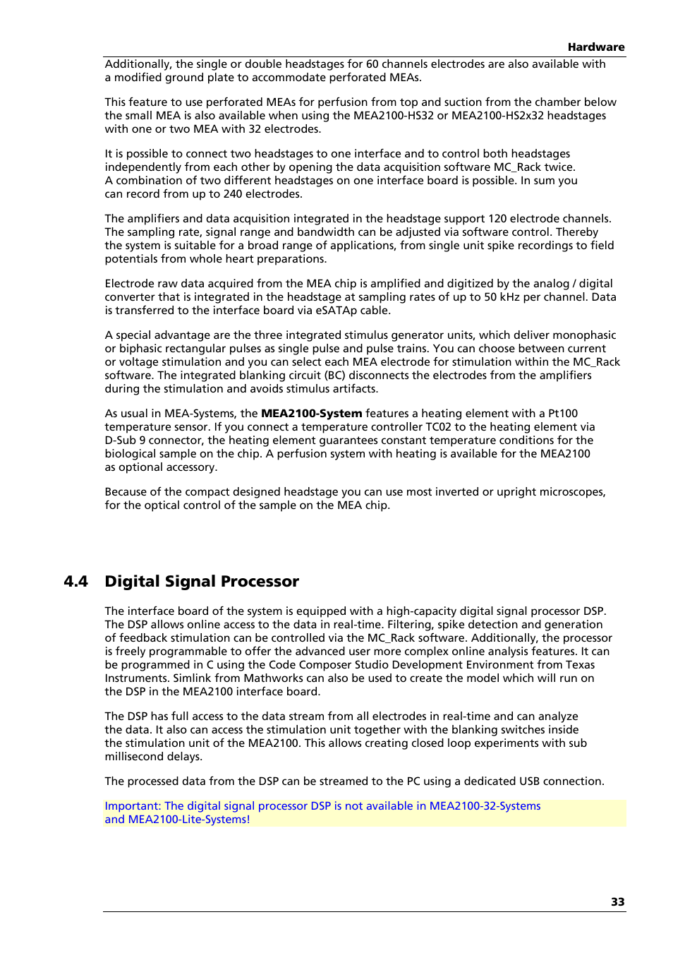 4 digital signal processor | Multichannel Systems MEA2100-System Manual User Manual | Page 37 / 72