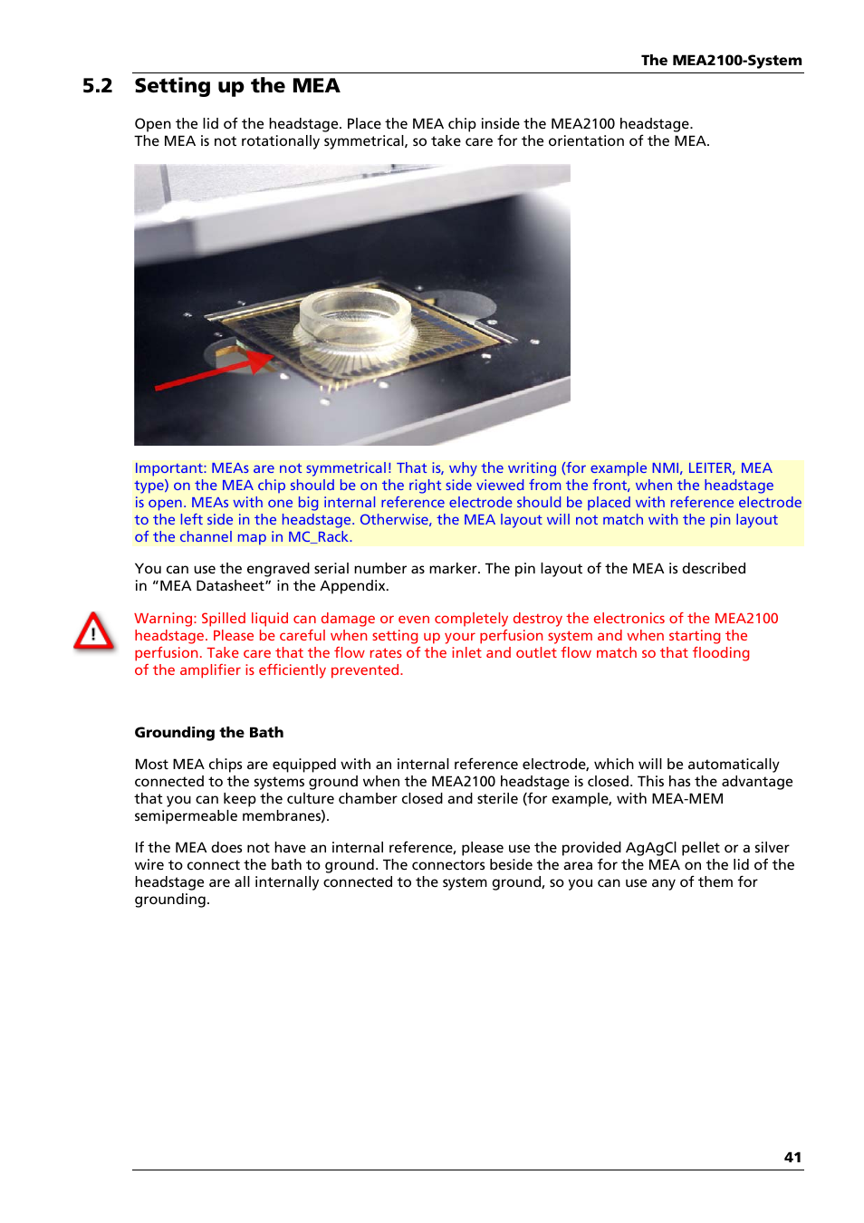 2 setting up the mea | Multichannel Systems MEA2100-System Manual User Manual | Page 45 / 72
