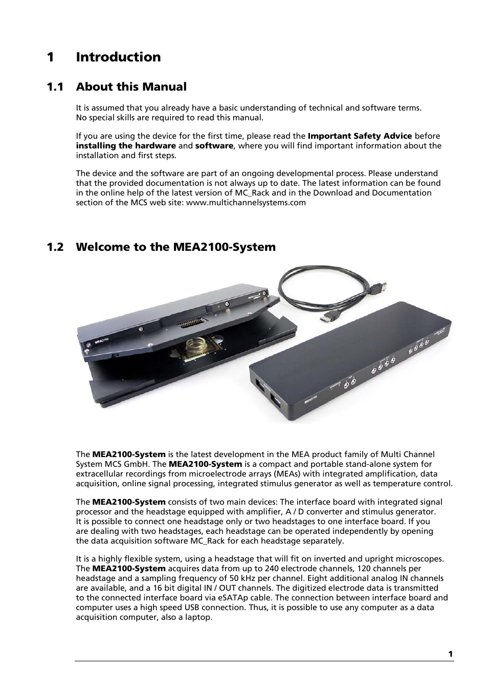 1introduction | Multichannel Systems MEA2100-System Manual User Manual | Page 5 / 72