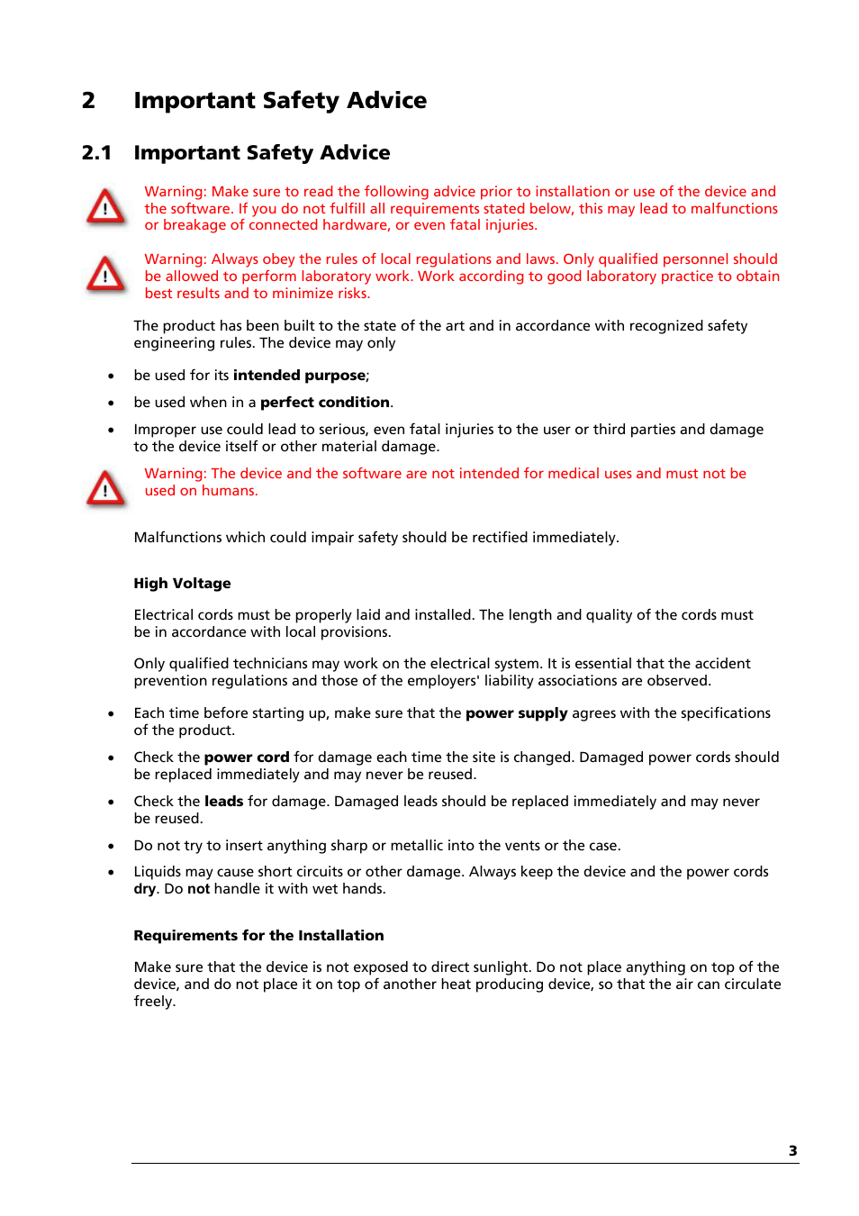 2important safety advice, 1 important safety advice | Multichannel Systems MEA2100-System Manual User Manual | Page 7 / 72