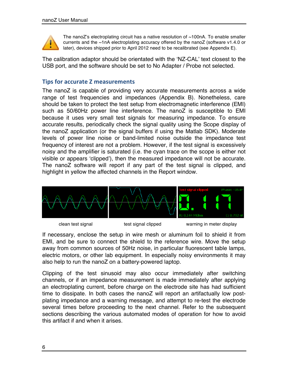 Tips for accurate z measurements | Multichannel Systems nanoZ manual User Manual | Page 10 / 45