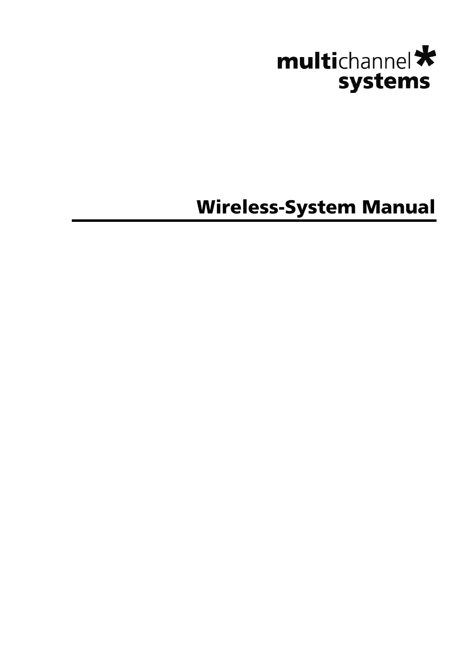 Multichannel Systems Wireless-System Manual User Manual | 62 pages