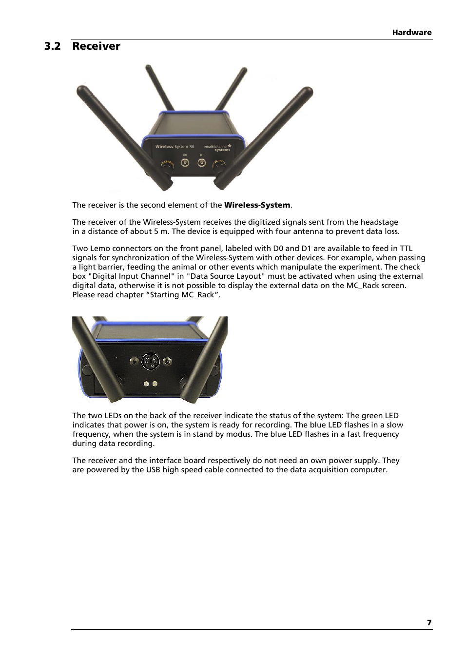 2 receiver | Multichannel Systems Wireless-System Manual User Manual | Page 11 / 62