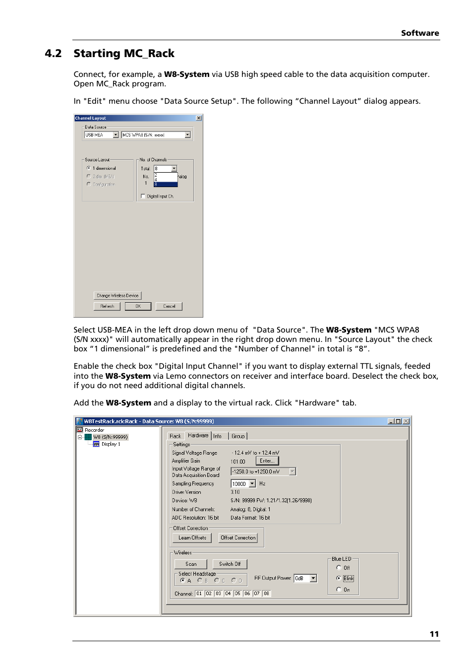 2 starting mc_rack | Multichannel Systems Wireless-System Manual User Manual | Page 15 / 62