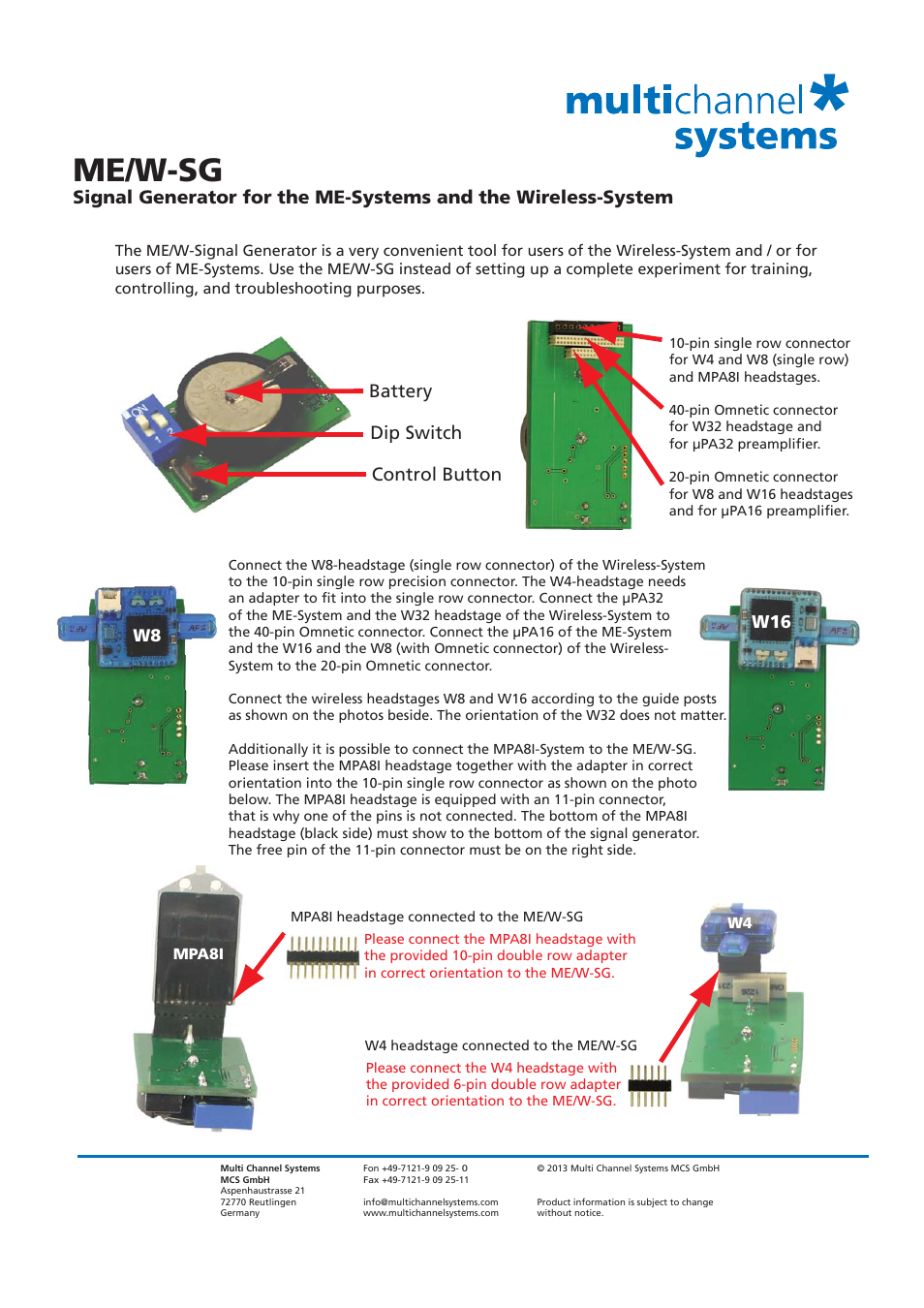 Me/w-sg | Multichannel Systems Wireless-System Manual User Manual | Page 53 / 62