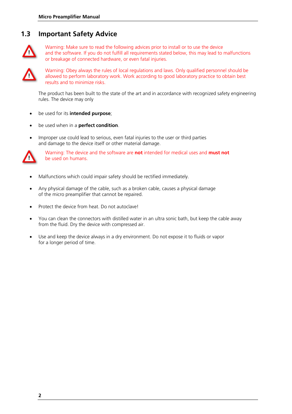 3 important safety advice | Multichannel Systems µPA16+32 Manual User Manual | Page 6 / 21