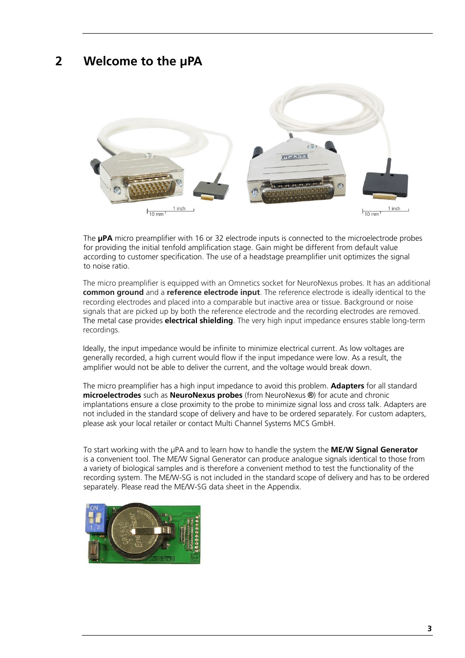 2welcome to the μpa | Multichannel Systems µPA16+32 Manual User Manual | Page 7 / 21