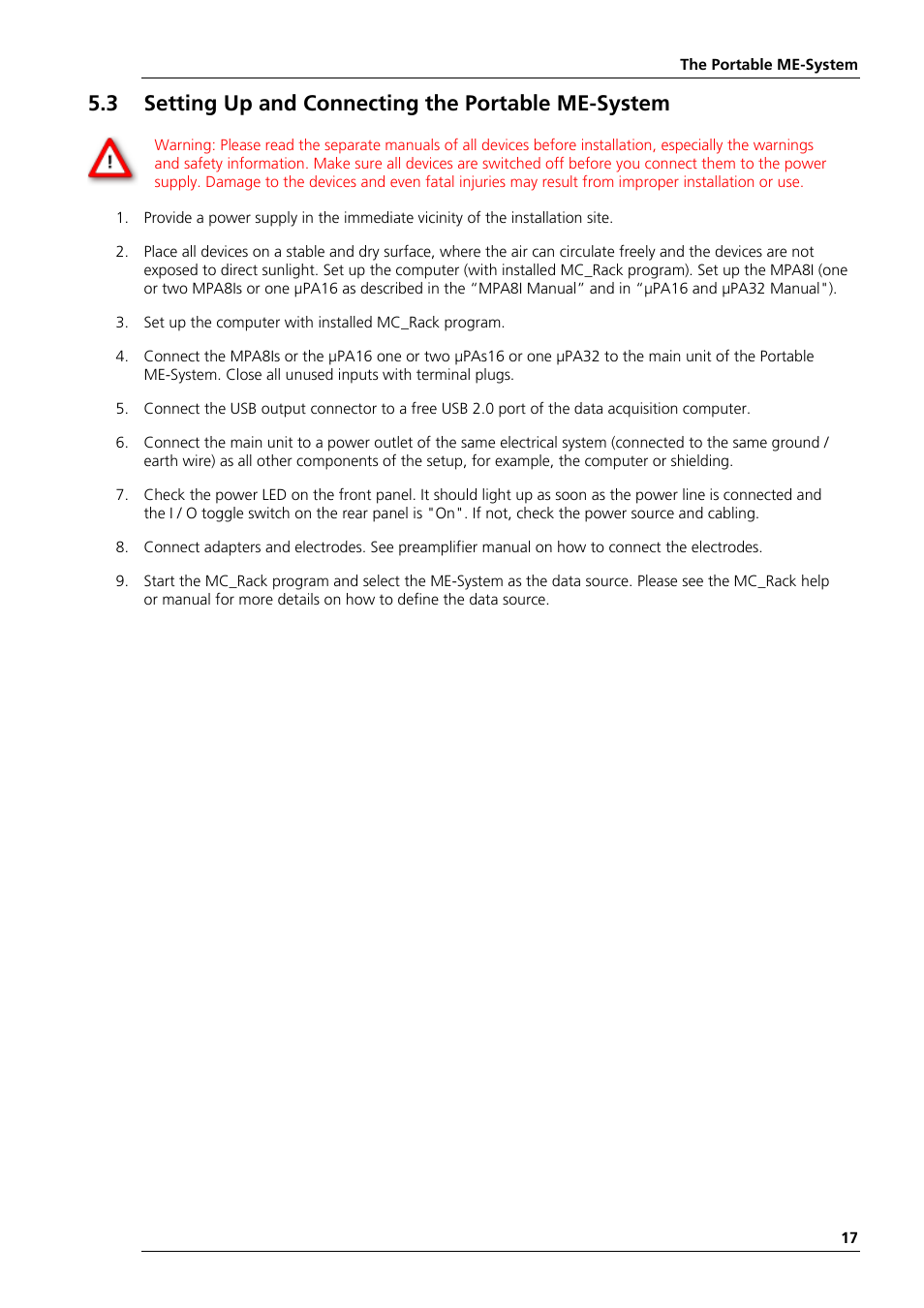 3 setting up and connecting the portable me-system | Multichannel Systems Portable_ME-System Manual User Manual | Page 21 / 45